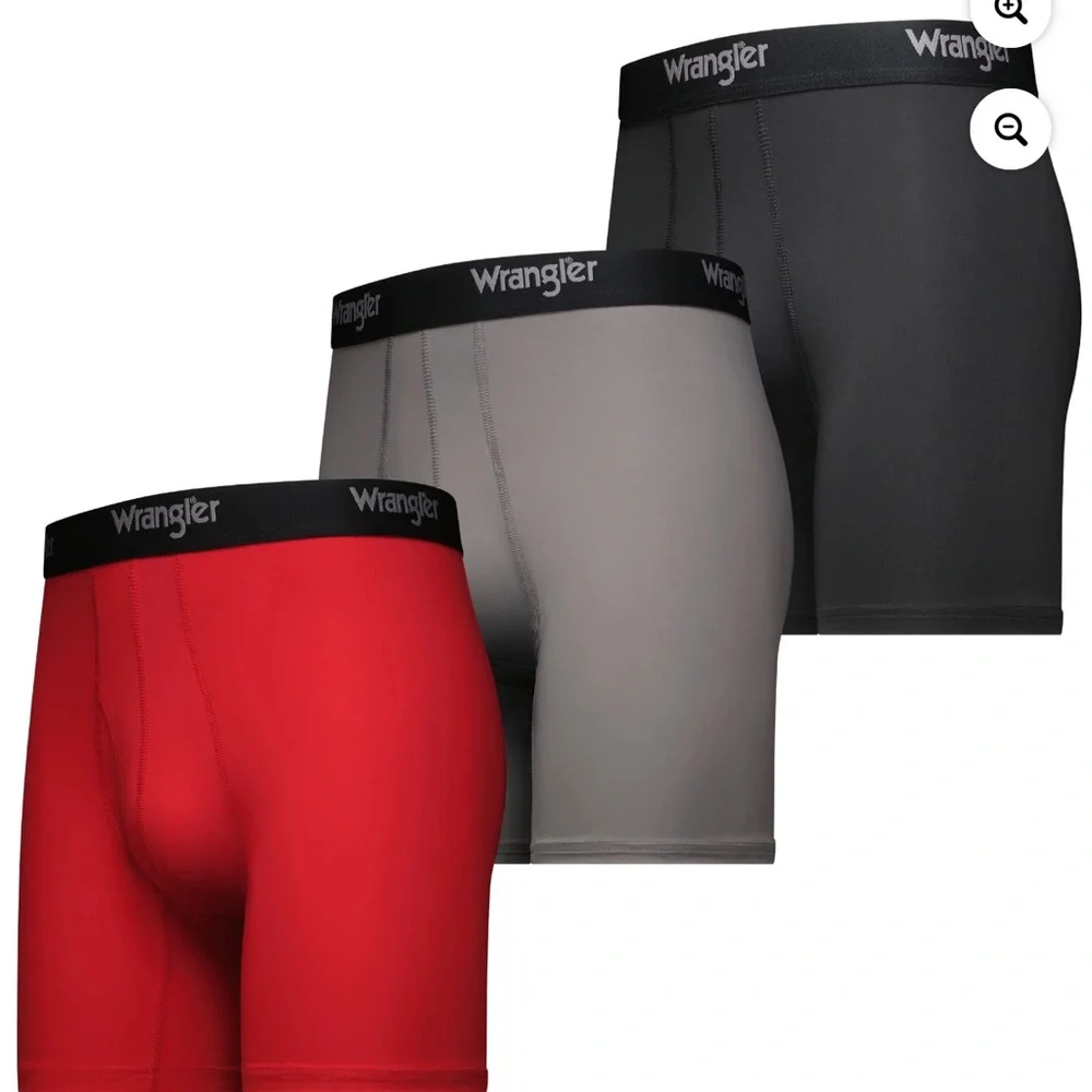 Wrangler Men's Cooling Boxer Briefs - Red, Gray, and Black set (3) size S